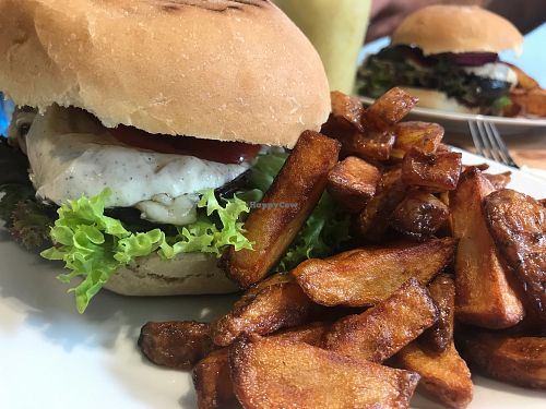 Delicious portobello burger   at Holy Cow in Edinburgh