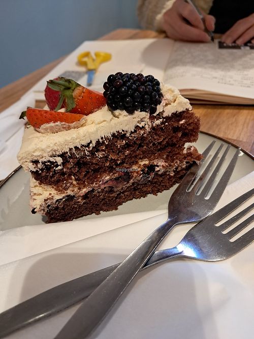 Gluten free summer fruits & chocolate cake at Holy Cow in Edinburgh