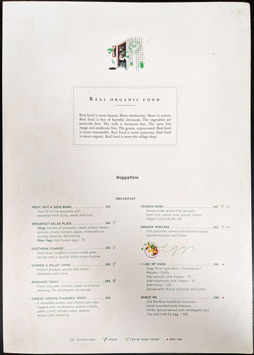 Front of menu at The Village Shop at The Village Shop in Mumbai