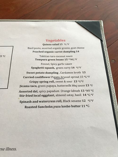 Vegetable section with quite a number of vegan options at JO2 in Kapaa