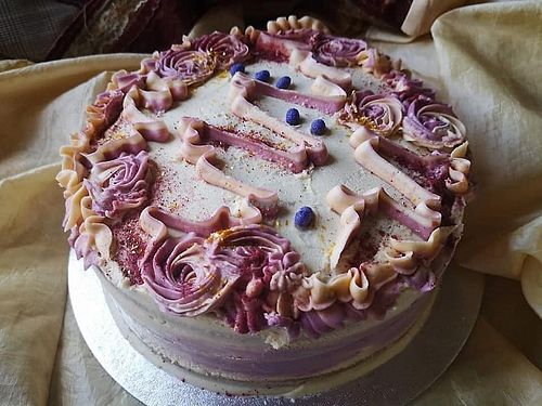 vegan violet cake at The Blue Teapot in Mytholmroyd