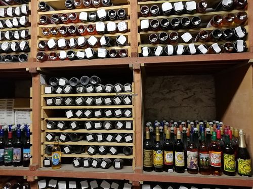 Wine bottles at Cairn o'Mohr Winery in Errol