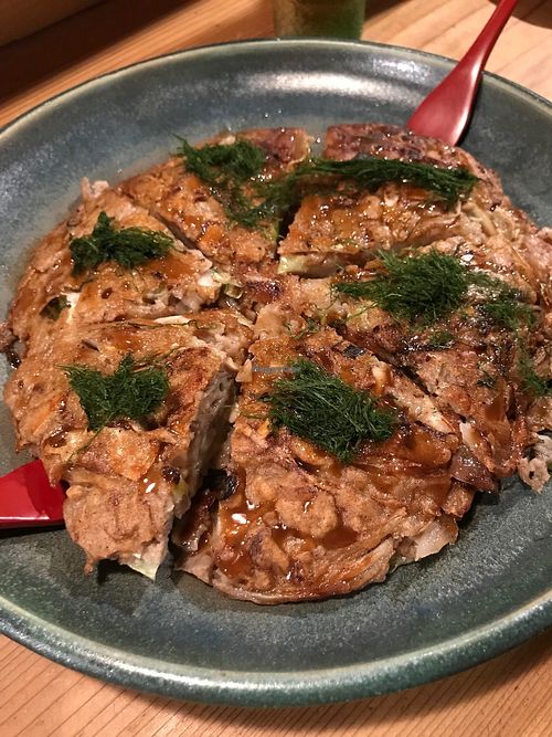 Vegan okonomiyaki (for 2) at Megumi in Osaka