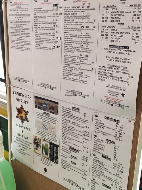 Menu at KarbonStar Vitality Vegan Cafe & Juice Bar in Atlanta