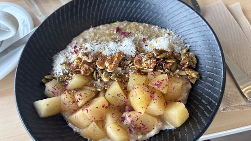 Apple cinnamon porridge, amazing!  at The Origin in Christchurch