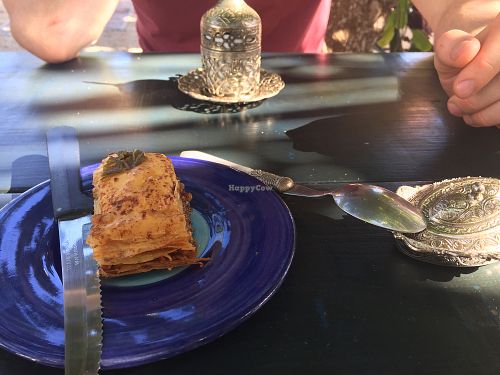 Baklava and Turkish coffee in the background  at Pasha Turkish & Arabic Cuisine in Tulum