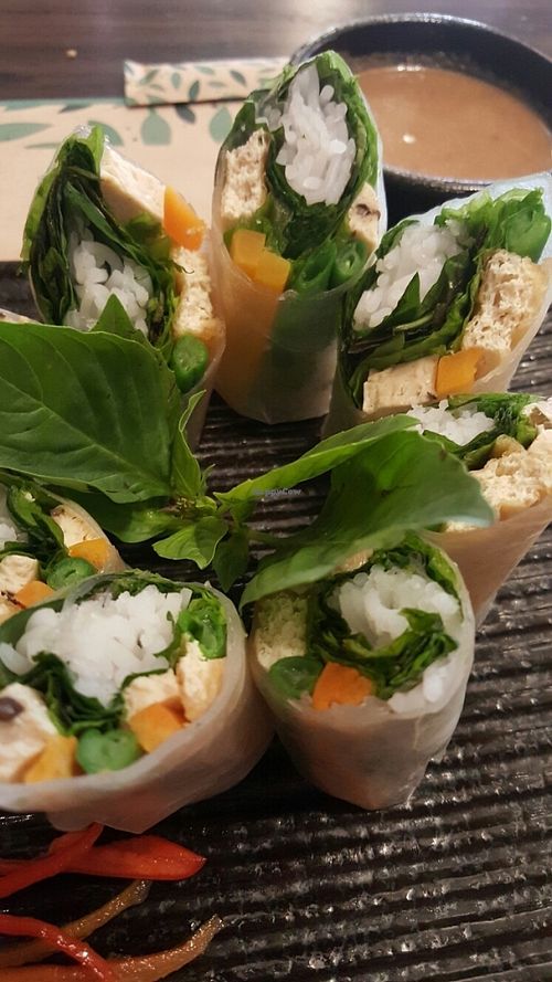 gio cuon ngo sac / three color spring rolls at Ngo Vegetarian in Ho Chi Minh City