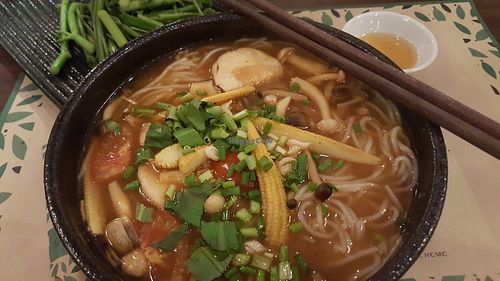 bun thai (rice noodles in spicy Thai soup) at Ngo Vegetarian in Ho Chi Minh City
