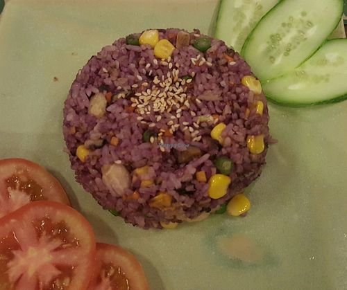 com cam tu cau ("hydroangea" rice) at Ngo Vegetarian in Ho Chi Minh City