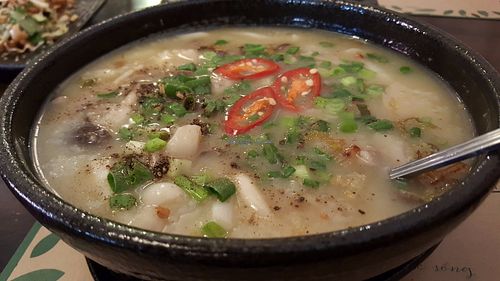 rice porridge (served in combo with a salad) at Ngo Vegetarian in Ho Chi Minh City