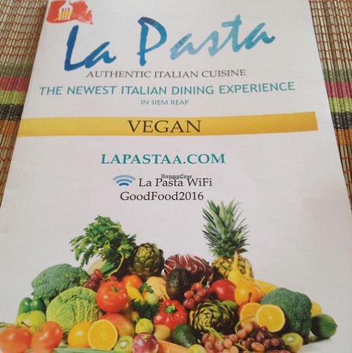 Menu at La Pasta in Siem Reap