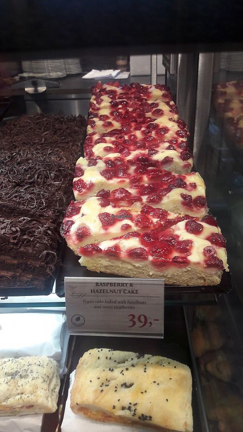 Vegan raspberry and hazelnut cake now available at Espresso House - Vesterbrogade in Copenhagen