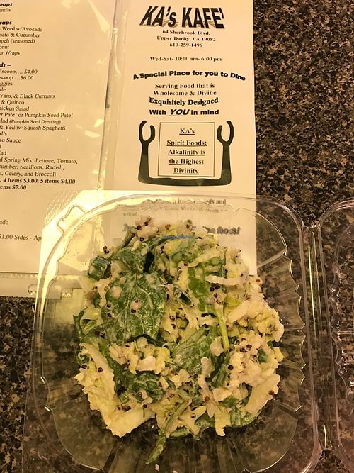 Nappa, Spinach, Quinoa Salad with Tahini Dressing at Ka's Kafe in Upper Darby