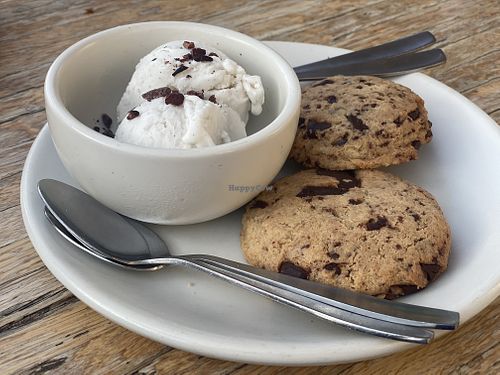 Vegan GF chocolate chip cookies and ice cream  at True Food Kitchen in Pasadena