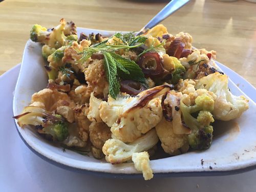 Charred cauliflower  at True Food Kitchen in Pasadena