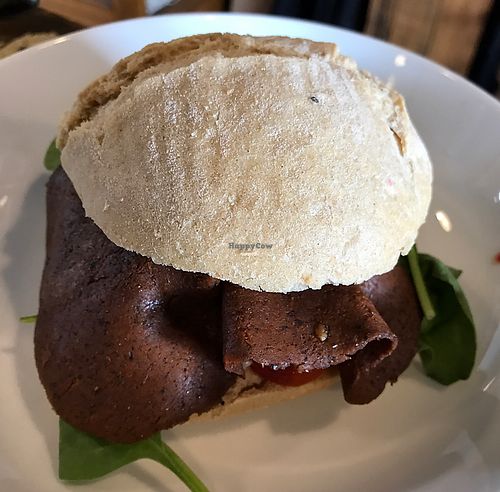 Vegan bacon roll at Folks and Fables in Nottingham