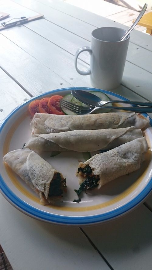 Vegan stuffed crepes  at Jaried Vege House in Palawan
