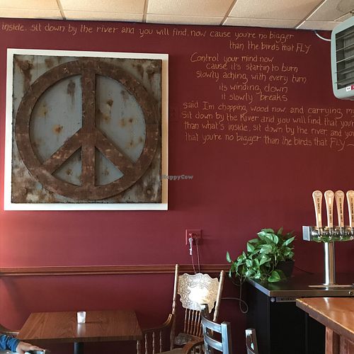 Message of peace at Lubec Brewing Company Tap Room in Lubec