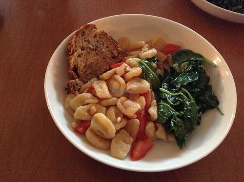 vegan orecchiette with spinach (could use more spinach!) at Lubec Brewing Company Tap Room in Lubec