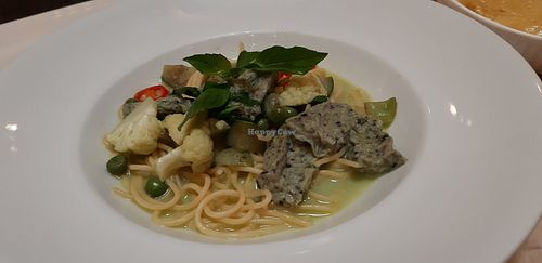 Thai Green Curry Noodles at Veganerie - Ratchathewi in Bangkok