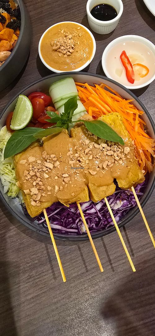 Tofu satay. at Veganerie - Ratchathewi in Bangkok
