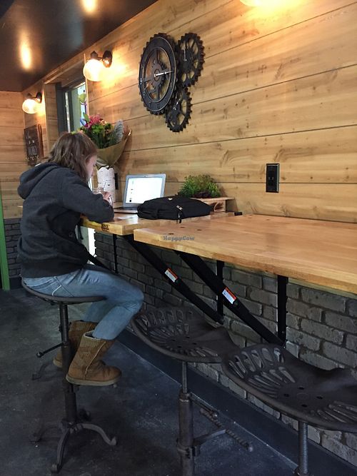 Counter seating is super cute. Don't worry if it is full, there is ample seating in the adjoining room to the back. at Cafe Verve in State College