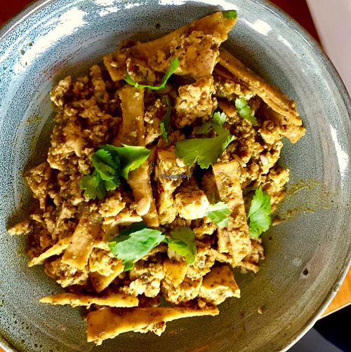 Tofu Chilaquiles...Excellent! at Nightshade in Bremerton