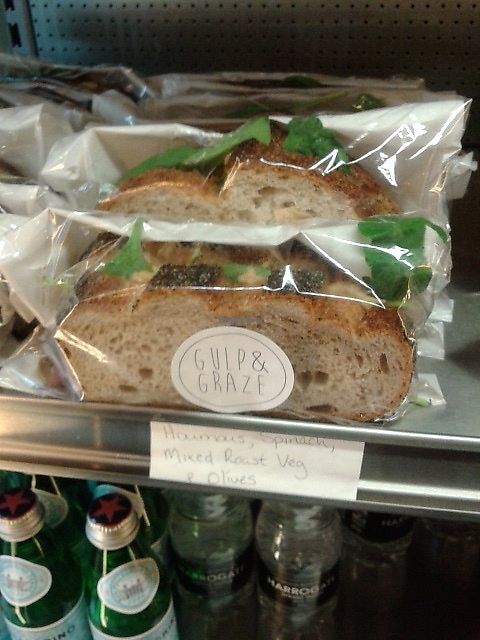 Hummous, spinach and roast vegetables sandwich at Gulp & Graze in York