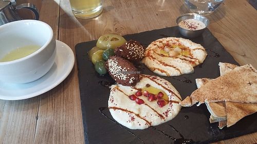 Vegan mezze for one. at The Vine Leaves in Harpenden