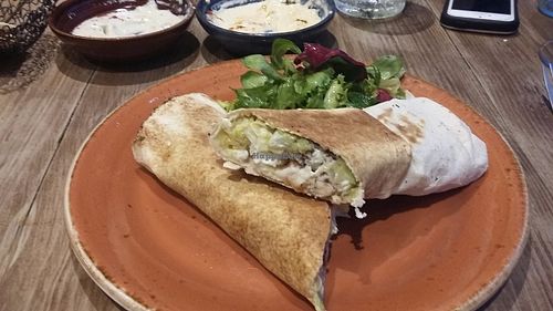 Vegan falafel wrap at The Vine Leaves in Harpenden
