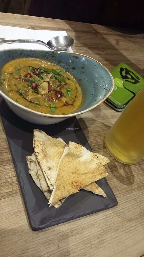 Vegan lentil soup. at The Vine Leaves in Harpenden