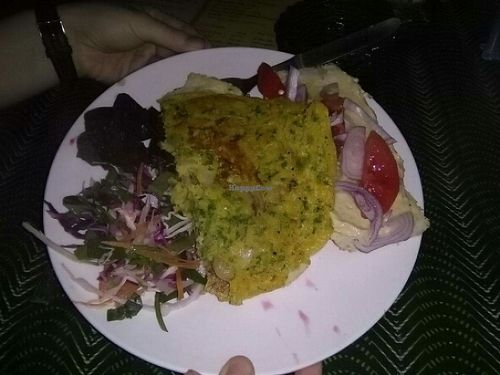 Vegan omelette baguette... so good! at Well Cafe in Auroville