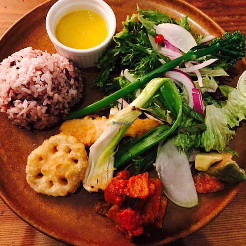 Lunch plate at Full of Beans in Kanazawa
