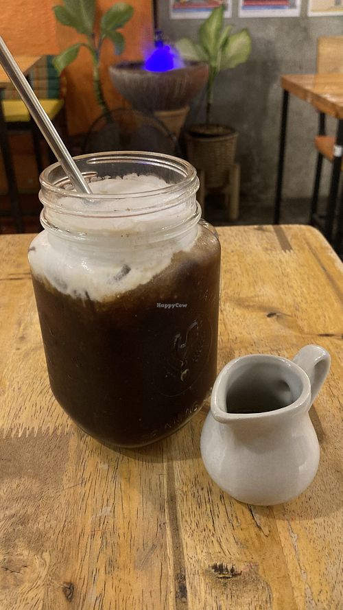 Coconut milk iced latte  at Vegan Heaven in Chiang Mai