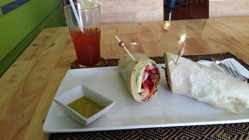 hummus salad wrap and lemon ice tea at Vegan Heaven in Chiang Mai