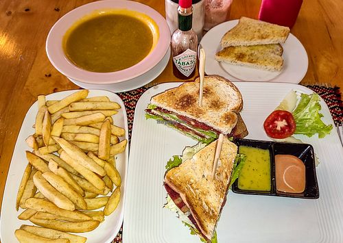 BLT, Pumpkin Soup and french fries at Vegan Heaven in Chiang Mai