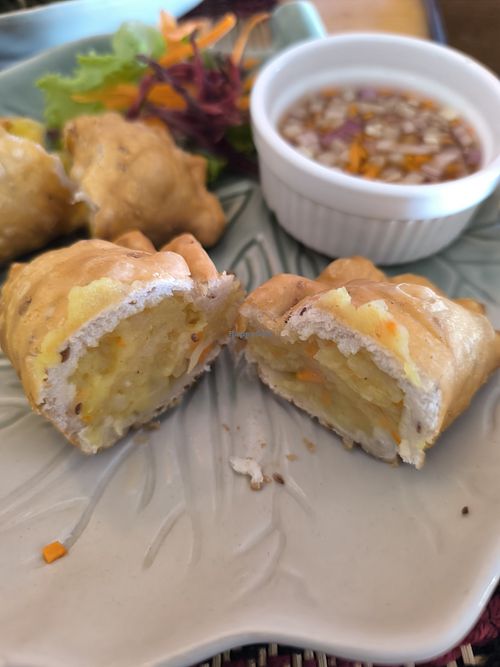 Samosa (cut open) at Vegan Heaven in Chiang Mai