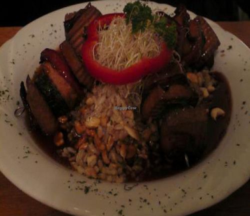 Smoked Tofu on a stick

Bunter SpieÃŸ-Teller 12Â€ at Canape in Dinslaken