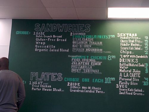 Menu board. Plates unavailable at soft opening. Grand opening January 15 with full menu available then. at The Veg Hub in Oakland