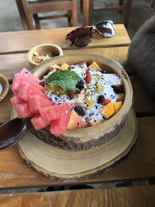 The messy fruit bowl  at Happy Veggie in Koh Lanta