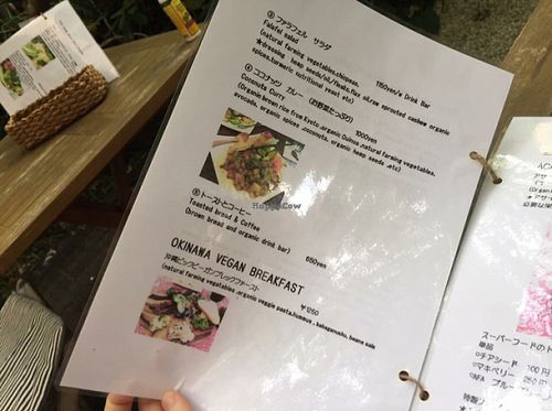 menu at Natural Cafe Niffera in Okinawa