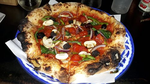 Vegetable pizza at Adirak in Chiang Mai