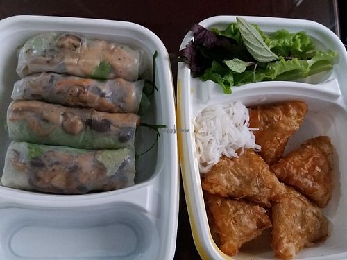 Spring rolls and samoosa at Wrap and Roll in Hanoi