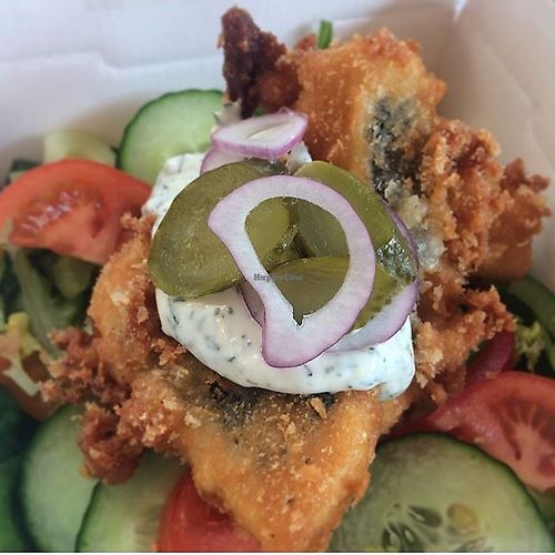 Tofish and tartar sauce salad box  at Began's - Food Stall in High Wycombe