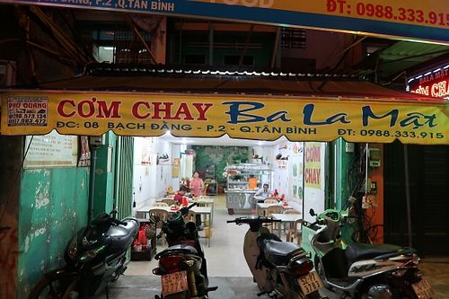 outside the restaurant at Ba La Mat in Ho Chi Minh City