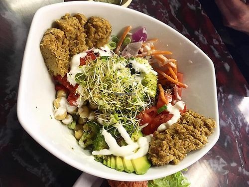 Buddha bowl with fried seitan  at Sanctuary Vegan Cafe in Knoxville