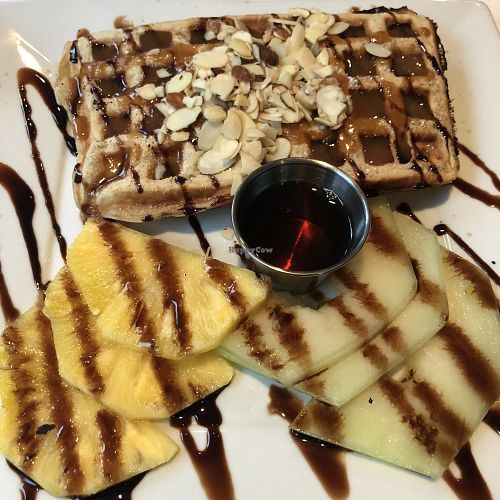 Gaufres à la pâte d’amande at Vegano in Montreal