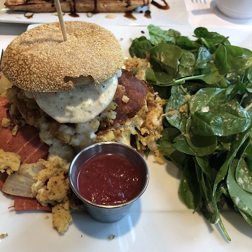 VG muffin sandwich at Vegano in Montreal