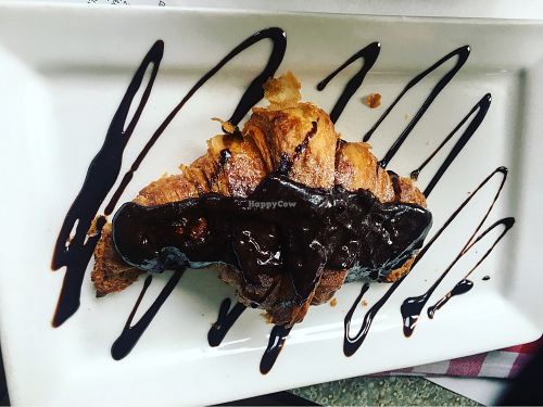 Delicious chocolate croissant the owner gave us for free at the end of our meal.  at Vegano in Montreal