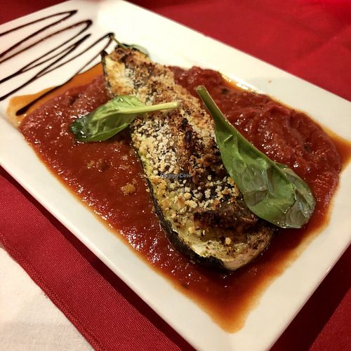 Zucchinis farcis at Vegano in Montreal